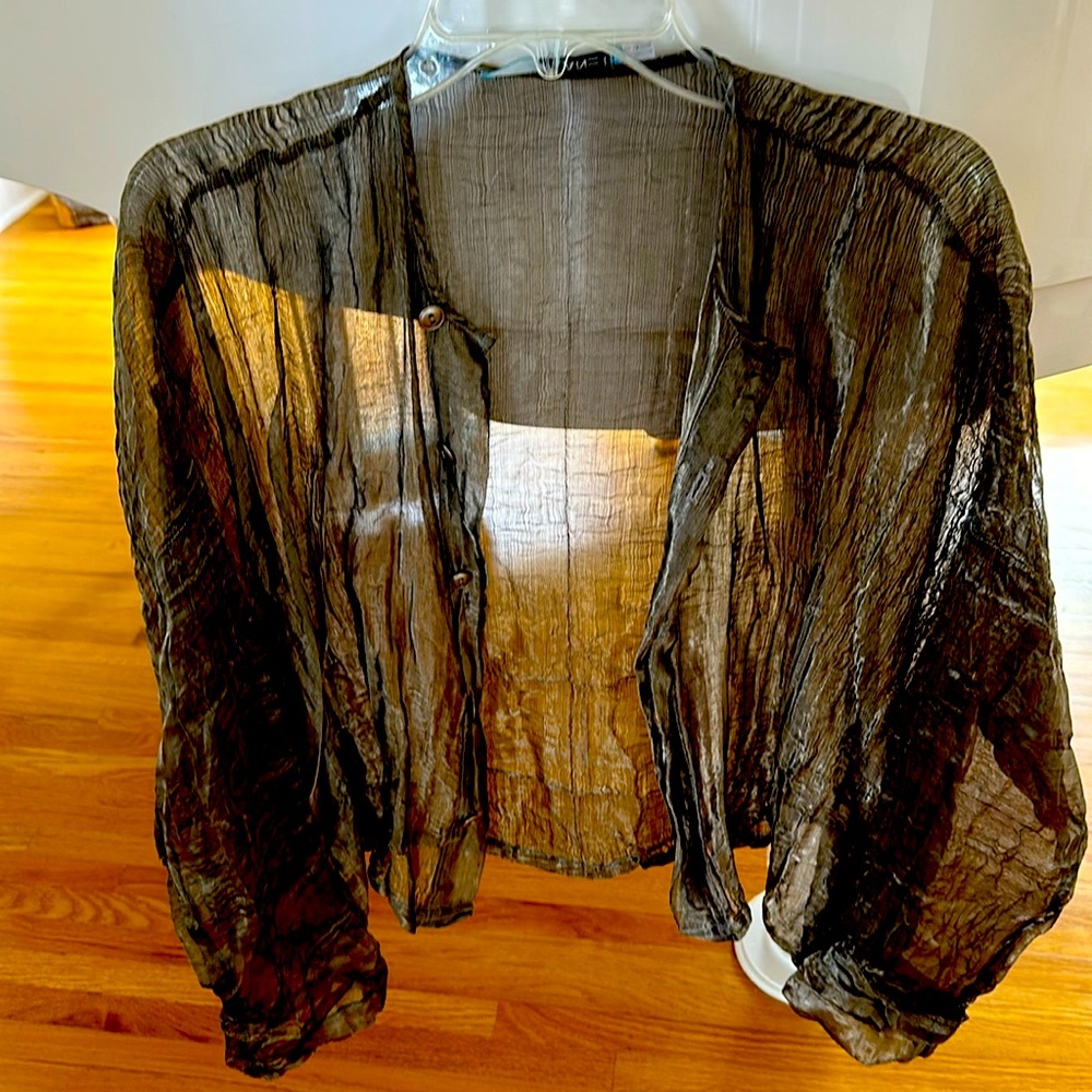 Planet silver grey silk top